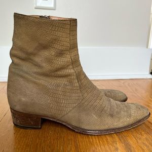 Hedi Slimane X Saint Laurent Lizzard Embossed Suede Wyatt Boots SZ 42 (US 9)